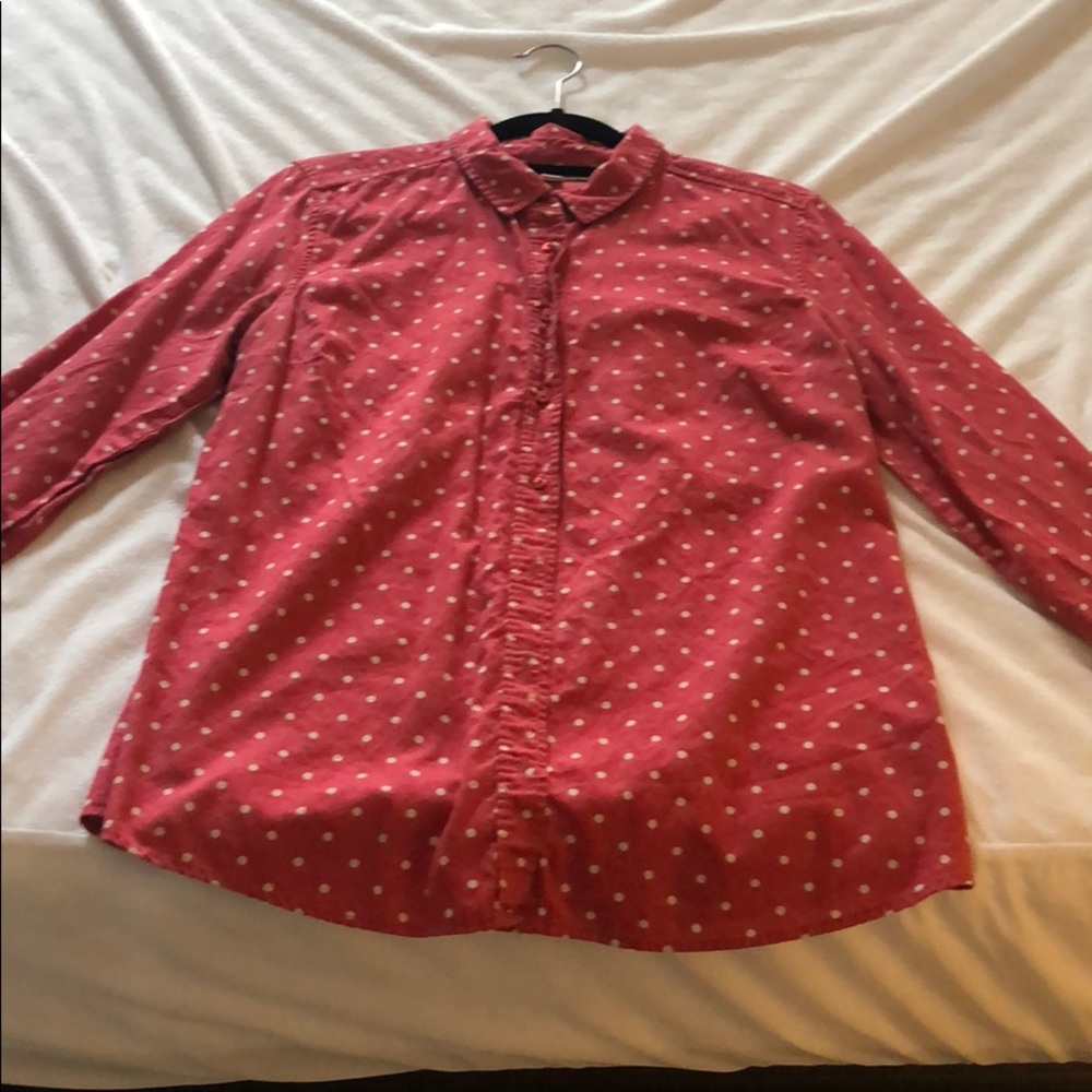 Lauren Conrad red polka dot button up